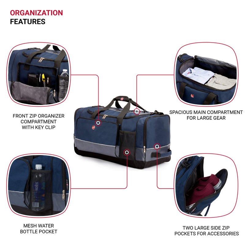 SwissGear Apex Duffle Bag for Travel and Gym with Bungee-Cord System - Image 3